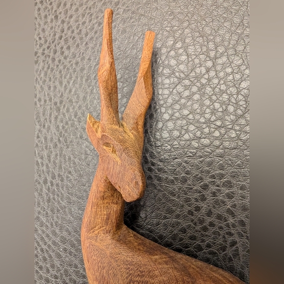 Vintage Gazelle Hand Carved Wood Art Decor Sculpture Trinket MCM African Safari - Picture 6 of 9